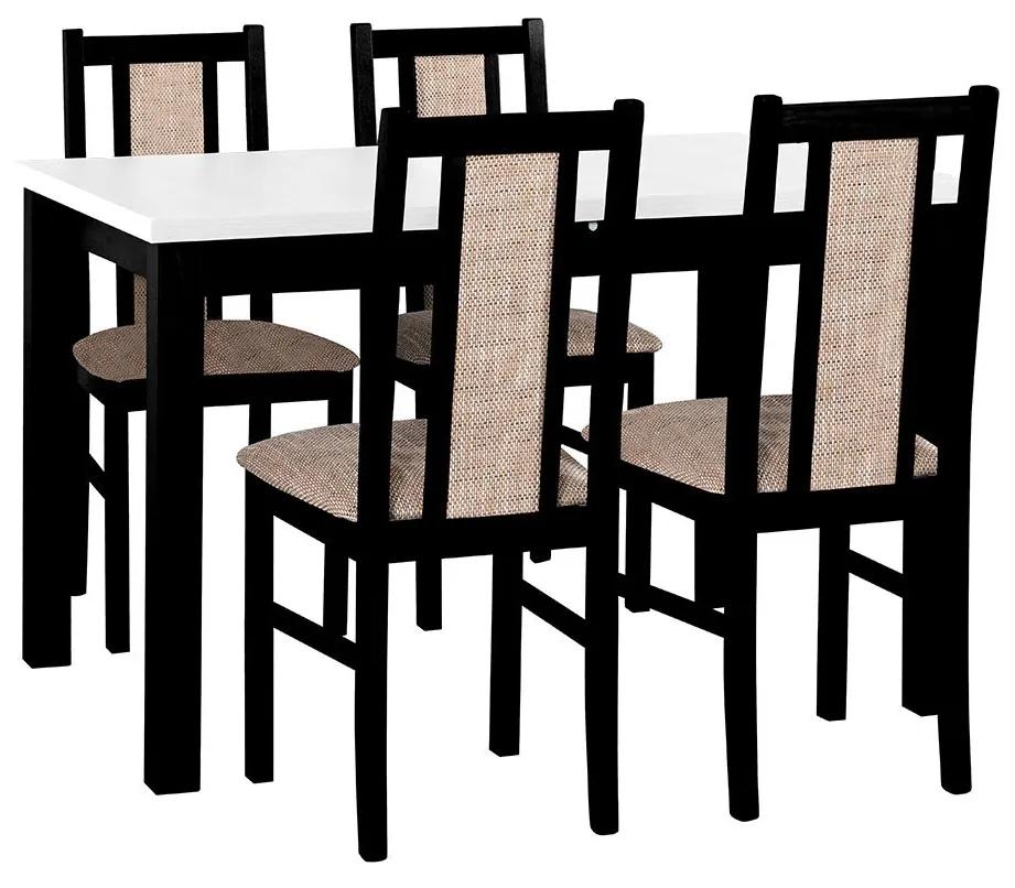 Rozkladací stôl so 4 stoličkami - AL11, Morenie: biela - L, Poťahové látky: 2 - Berlin 03, Farby nožičiek: čierna Mirjan24 5902928830156