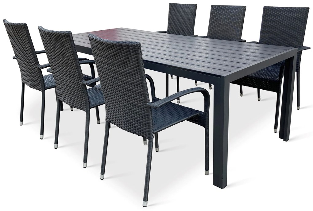 Záhradný jedálenský set Viking XL + 6x ratanová stolička Paris