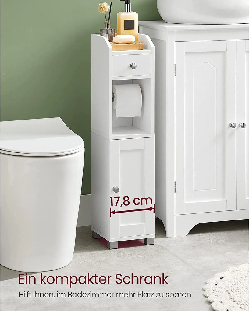 Kúpeľňová skrinka s držiakom na toaletný papier, biela