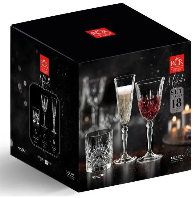 RCR MELODIA SADA POHÁROV NA VÍNO, WHISKY A ŠAMPANSKÉ 18 KS