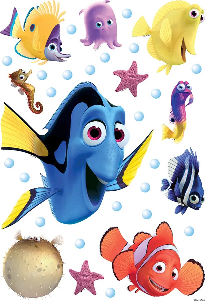 Detská samolepka na stenu - DISNEY - Nemo a Dory - 42,5 x65 cm