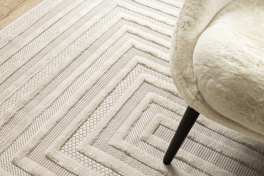 Koberec SANTO  SIZAL 0999, geometrické tvary, biely