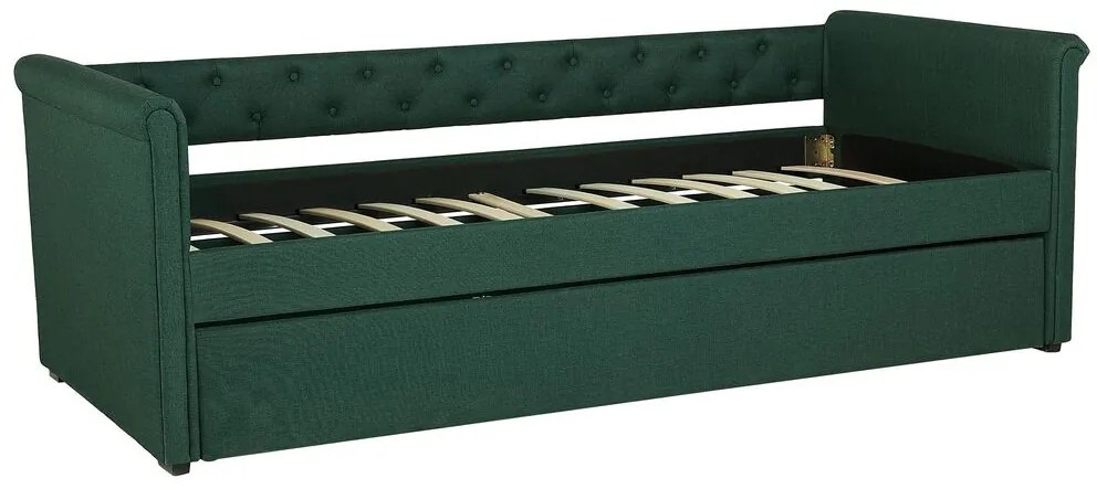 Rozkladacia čalúnená posteľ 80 x 200 cm zelená LIBOURNE Beliani