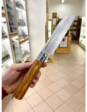 zavírací nůž Santoku Olive Guillotine AUS-10 Sanmai