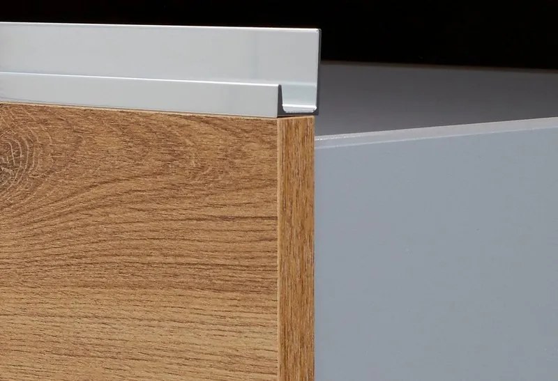 Šatníková skriňa s TV panelom Magic, doskový dub/biela