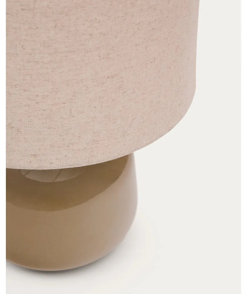 Béžová keramická stolová lampa s textilným tienidlom (výška 40 cm) Tay – Kave Home