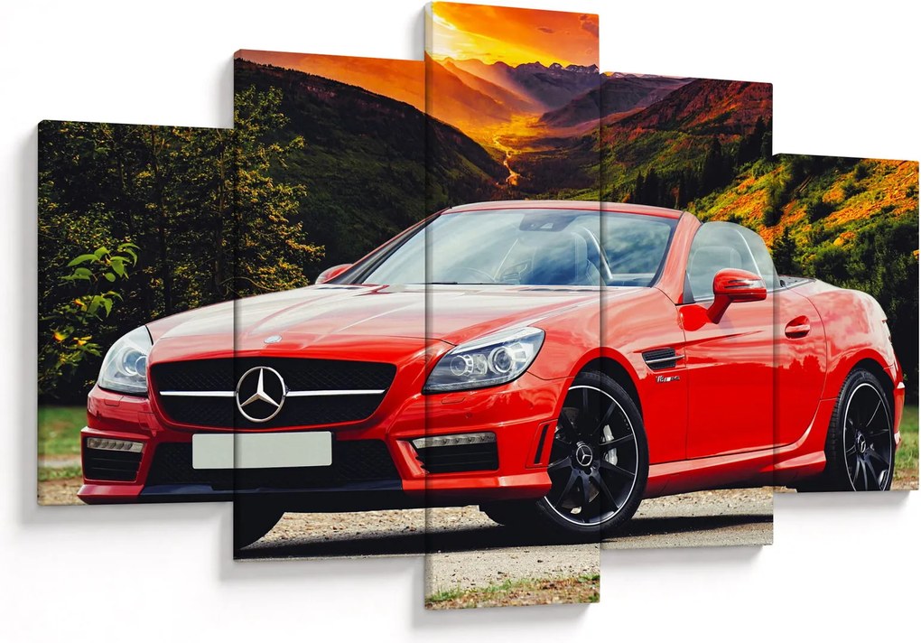 Obraz - červený Mercedes (150x105 cm)