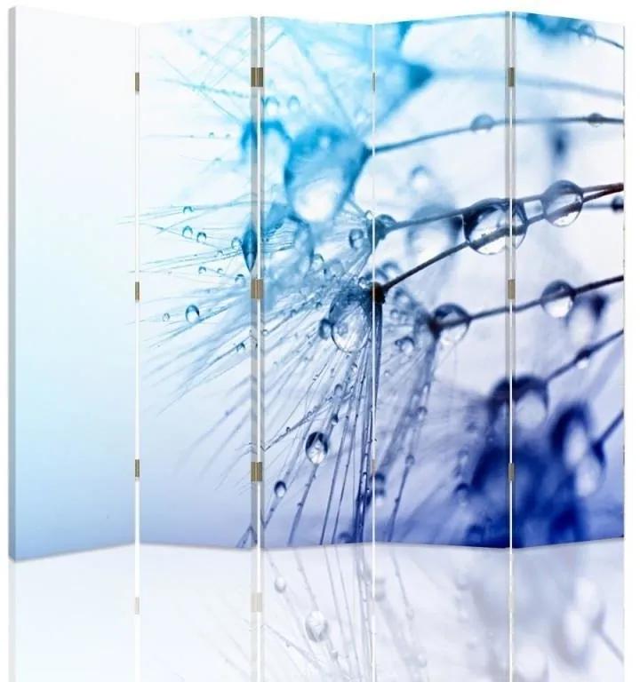 Ozdobný paraván Modré dmychadlo - 180x170 cm, päťdielny, klasický paraván