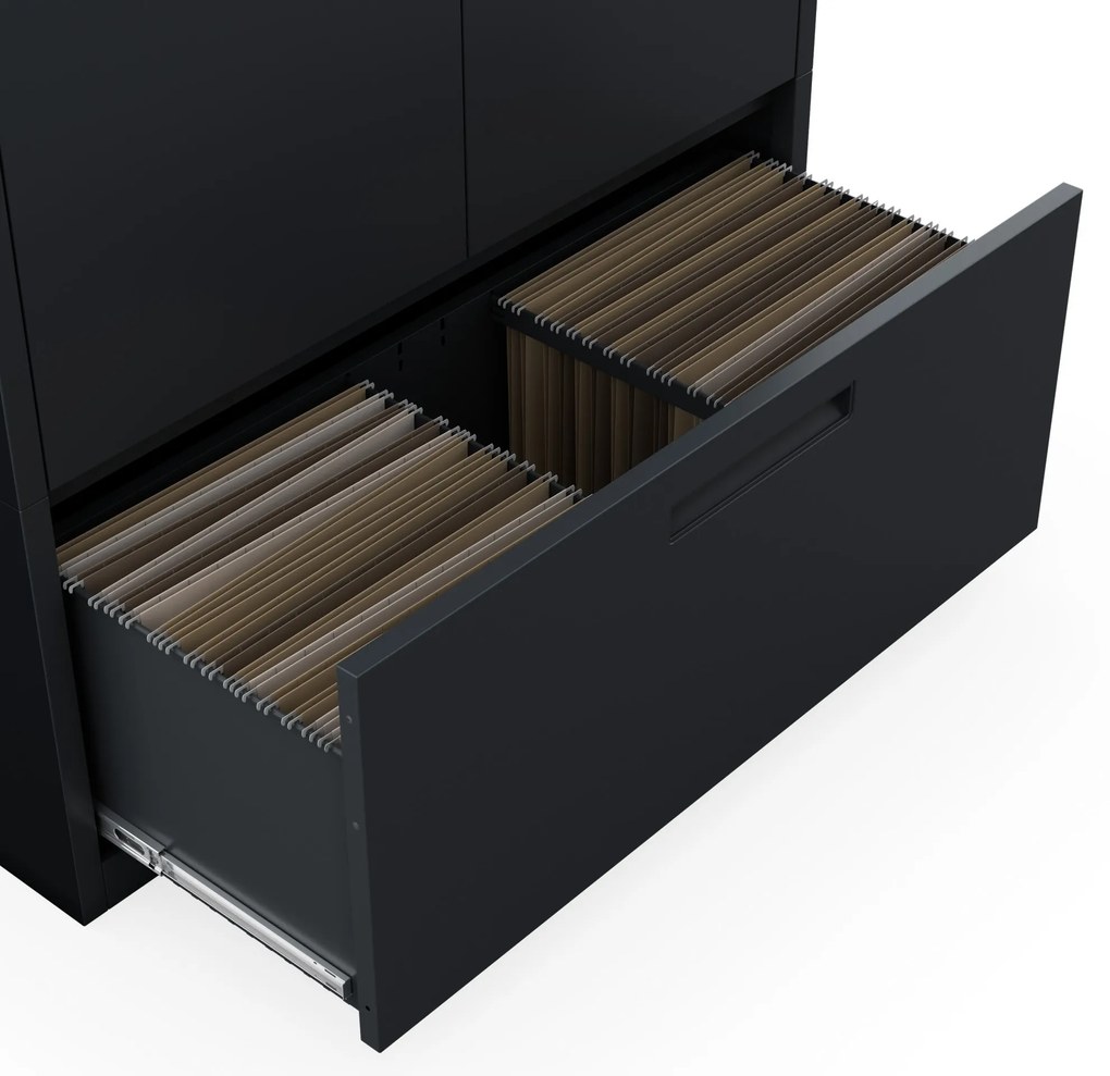 Kovová skriňa MEGAN – antracitová, zásuvka na dokumenty, 195 cm