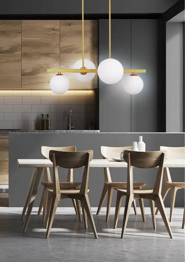 Candellux Mosadzný závesný luster Kama pre žiarovku 4x G9 34-73426