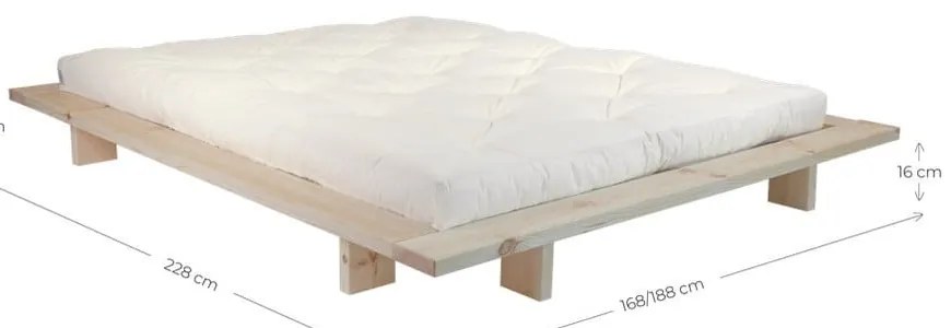 Svetlomodrá dvojlôžková posteľ z borovicového dreva s roštom 180x200 cm Japan – Karup Design