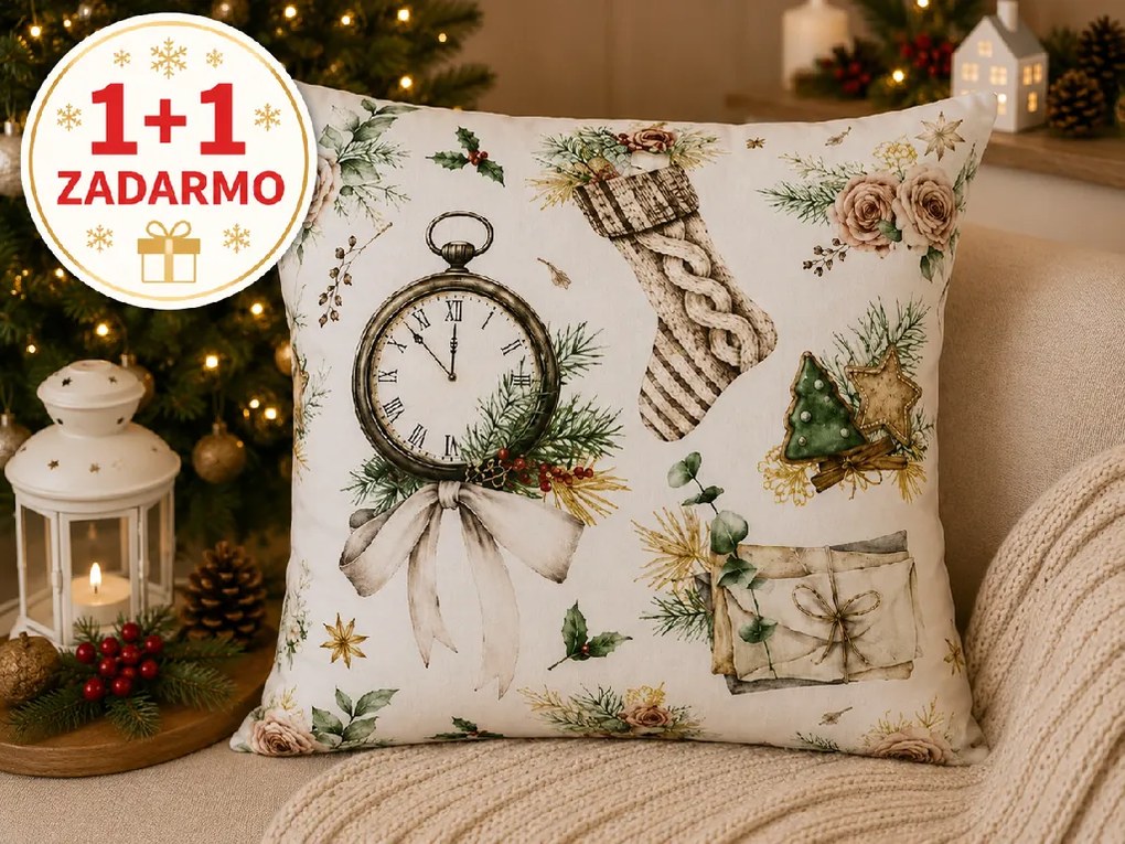 INTERMEDIC SK Obliečka na vankúš Christmas Time 40x40 cm – 1+1 ZADARMO
