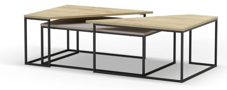 Konferenčné stolíky s doskou v dubovom dekore v súprave 3 ks 70x110 cm Titan – Marckeric