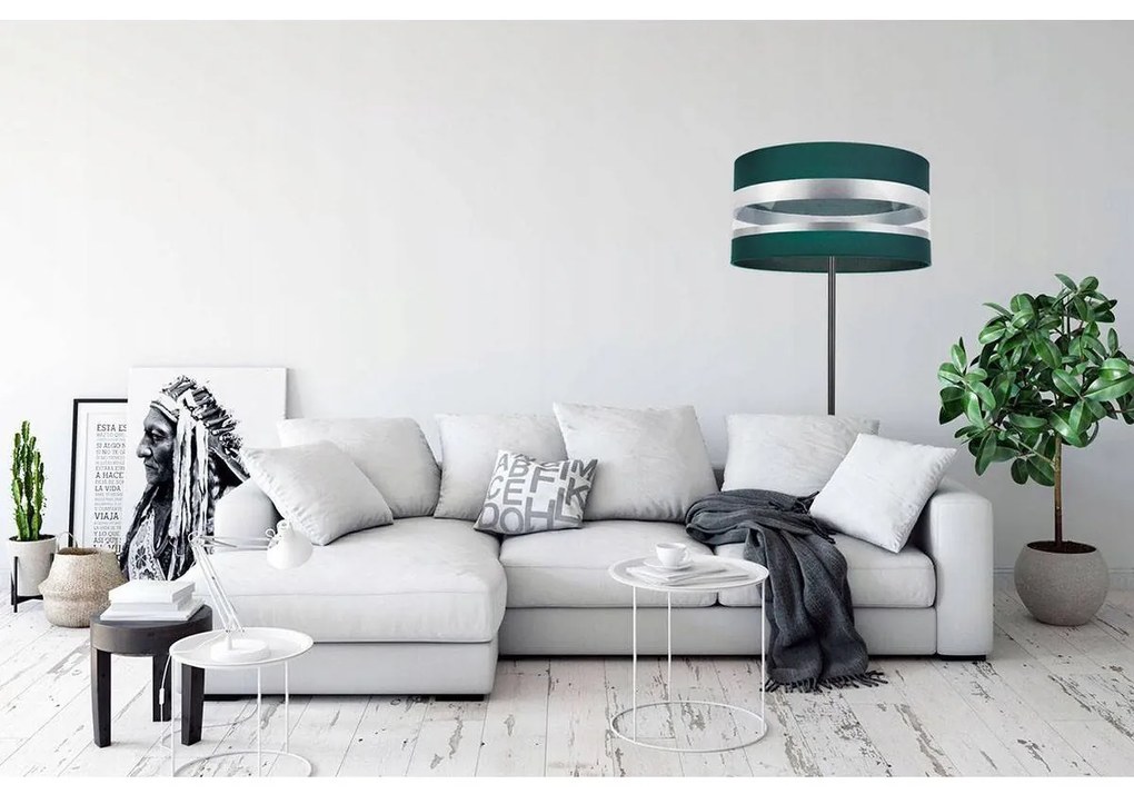 Stojacia lampa Intense Chrome, 1x textilné tienidlo (výber zo 6 farieb), (výber z 3 farieb konštrukcie), (fi 40cm), o