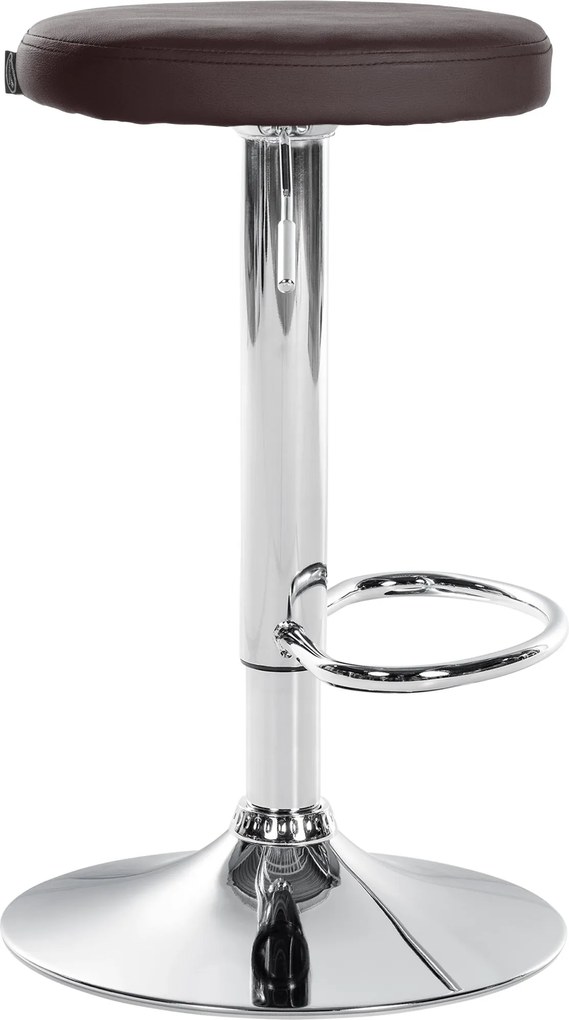 2x Barová stolička Ponte - koženka, chróm rám - Hnedá