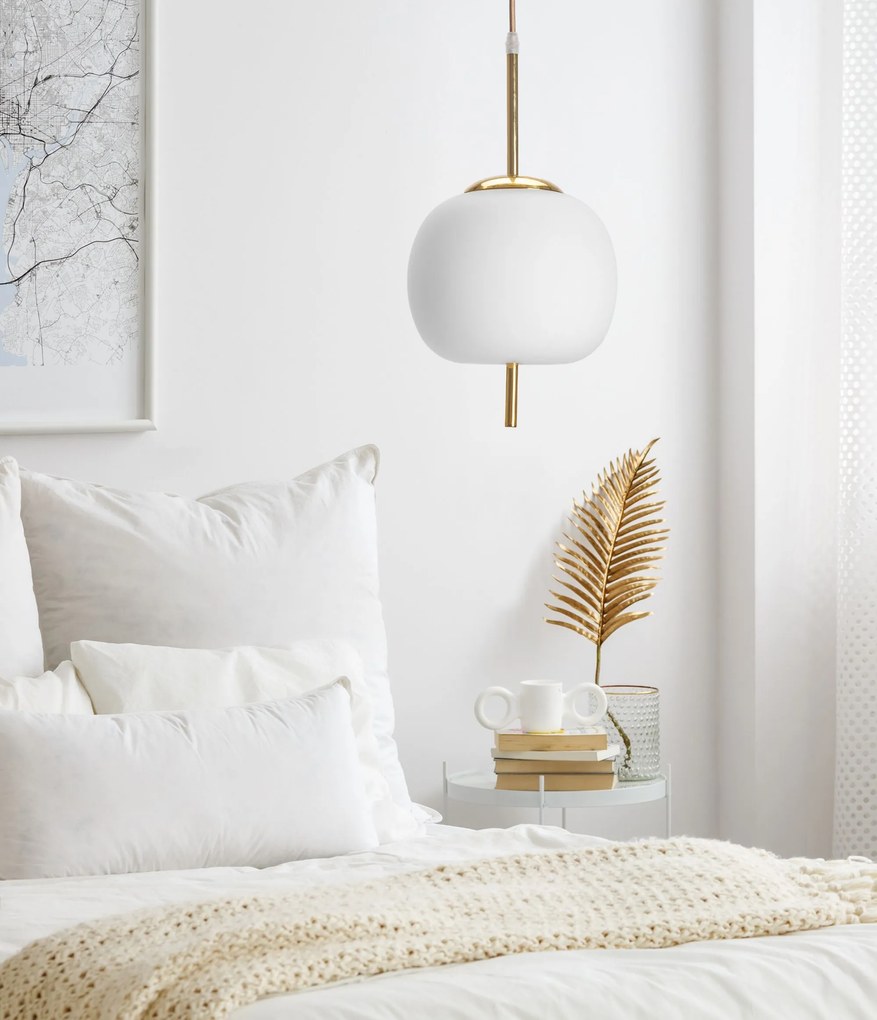 Toolight - sklenená závesná stropná lampa APP669-1CP, zlatá, OSW-00094