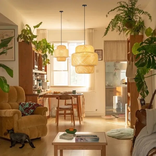 Immax 08267L - Luster na lanku HILO 1xE27/40W/230V pr. 38 cm bambus