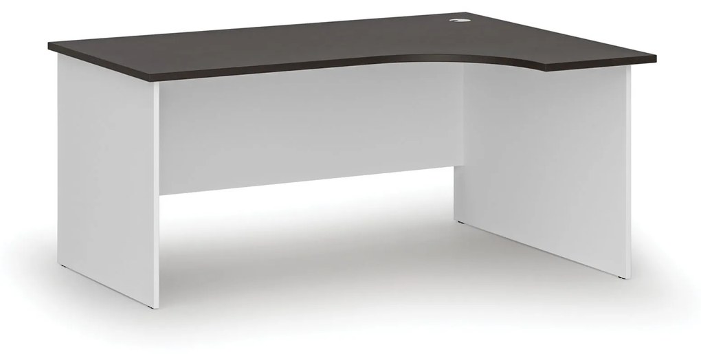 Kancelársky rohový pracovný stôl PRIMO WHITE, 1600 x 1200 mm, pravý, biela/wenge