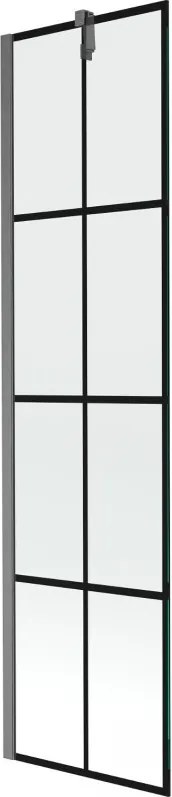 Mexen Next, 1-krídlová vaňová zástena 50 x 150 cm, 6mm číre sklo - čierny vzor, brúsený grafit, 895-050-000-00-77-66