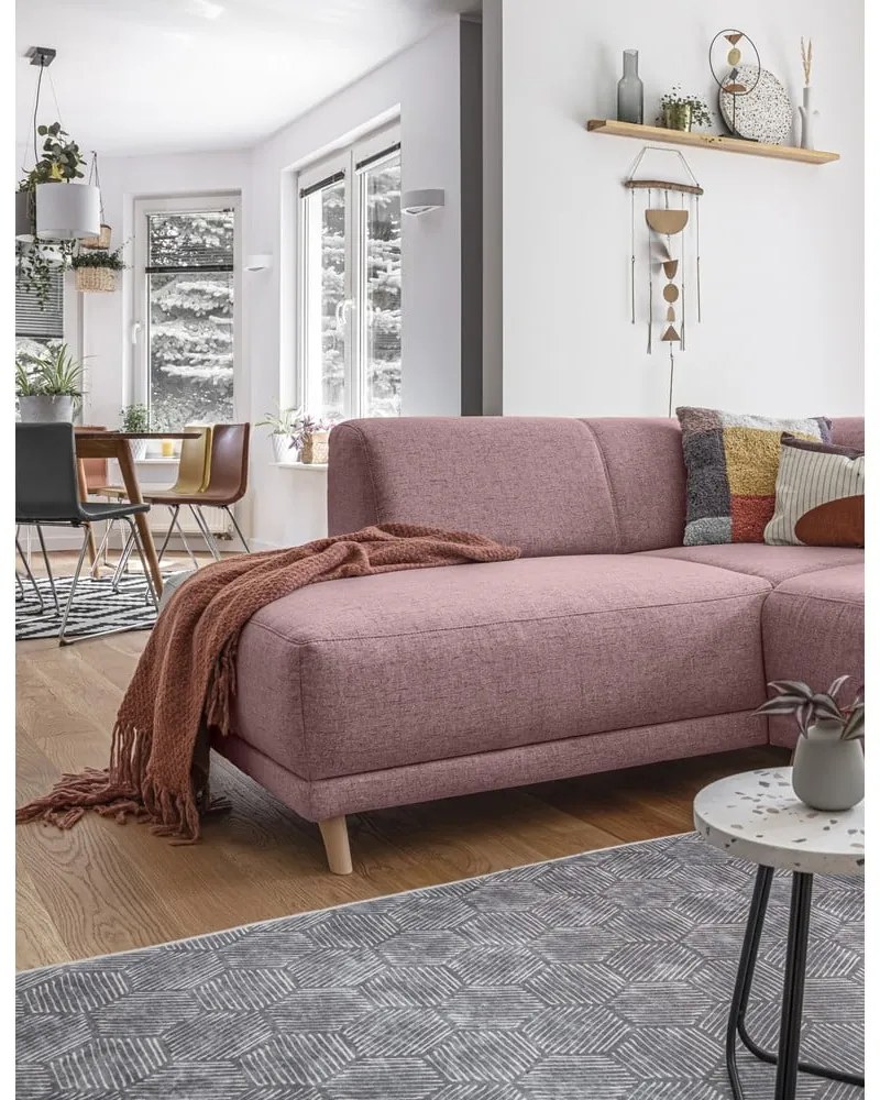Ružová rozkladacia/s úložným priestorom rohová pohovka (ľavý roh/do L) Classy Sophie – Miuform