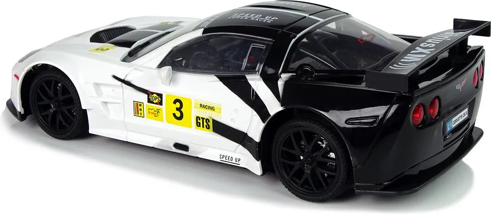 LEAN Toys Športové pretekárske auto R/C v mierke 1:18 Corvette C6.R, biele, 2,4 G, svetlá