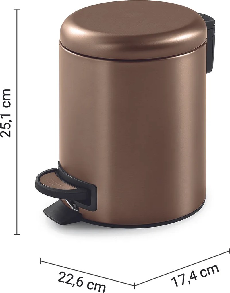 Gedy Gedy, POTTY odpadkový koš 3l, Soft Close, medená matná, 320982