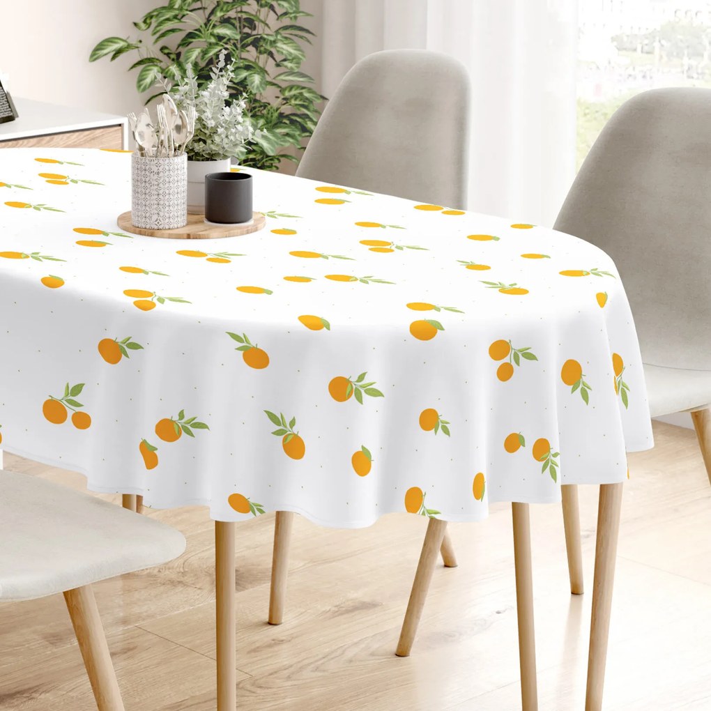 Goldea oválny obrus 100% bavlnené plátno - pomaranče 120 x 200 cm