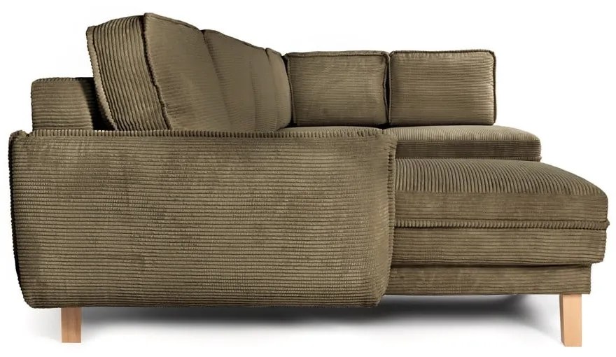 Zelená menčestrová rozkladacia rohová pohovka (pravý roh/do tvaru "U") Tori – Bonami Selection