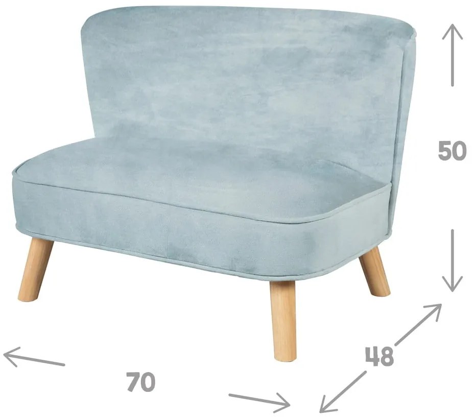 Svetlomodrá zamatová detská pohovka 70 cm Lil Sofa – Roba