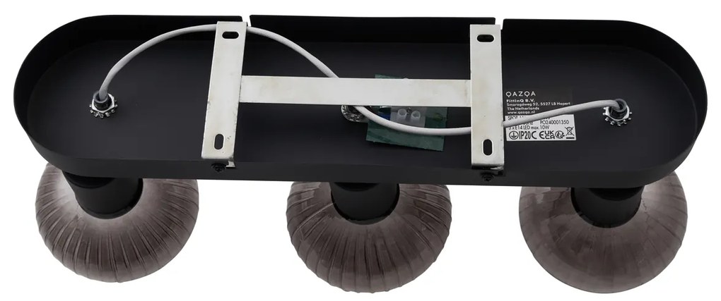 Zaoblené stropné bodové svetlo čierne s dymovým sklom 3-svetlo - Teddy