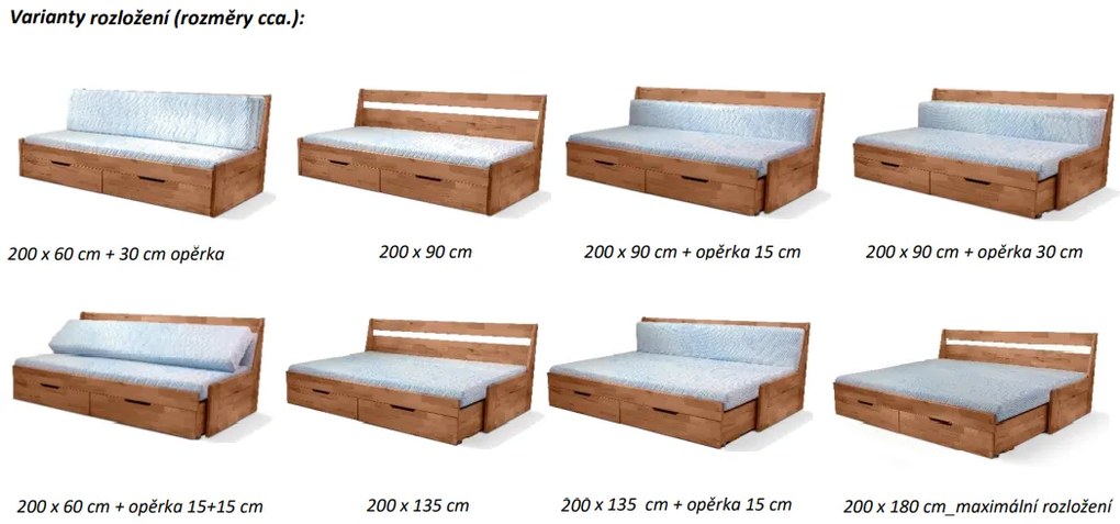 Moravia Comfort FENIX VARIO - variabilná posteľ z bukového masívu, buk masív