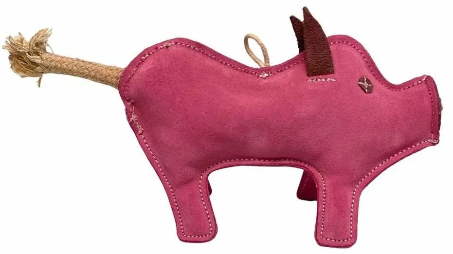 PafDog Prasiatko Pinky hračka pre psov z kože a juty, 28 cm