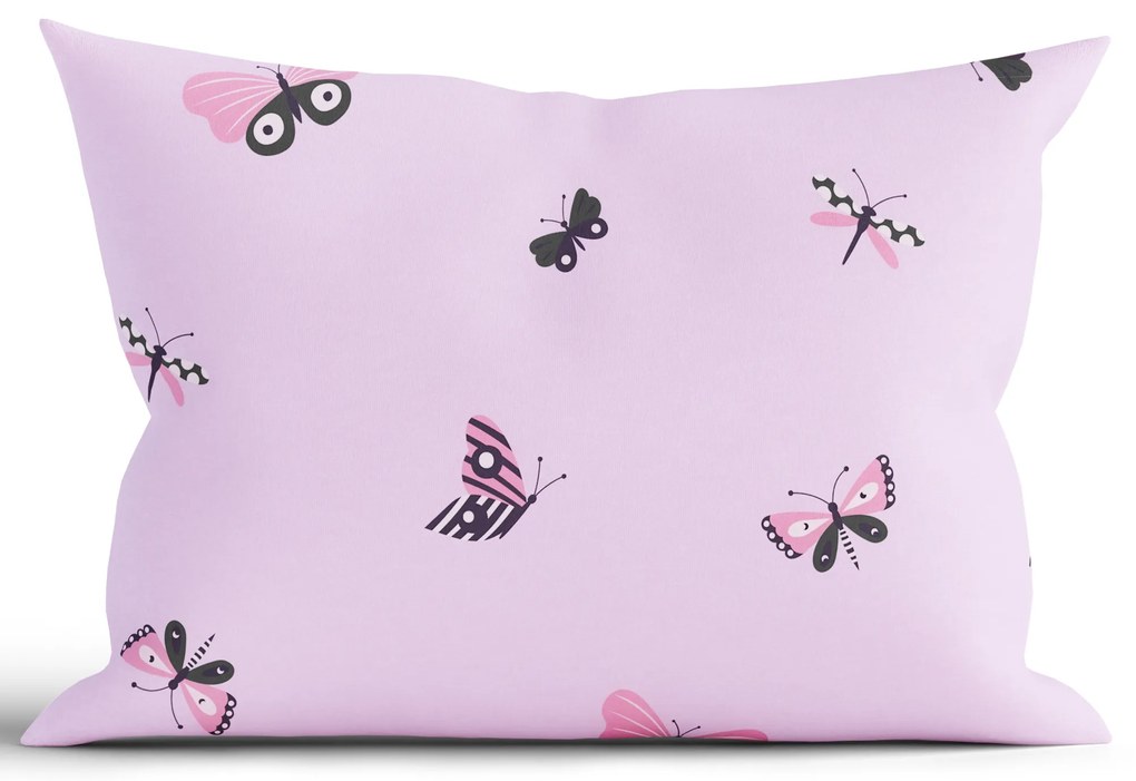 Bavlnená obliečka na vankúš Renforcé 40 × 60 cm - Motýlikovia ružové