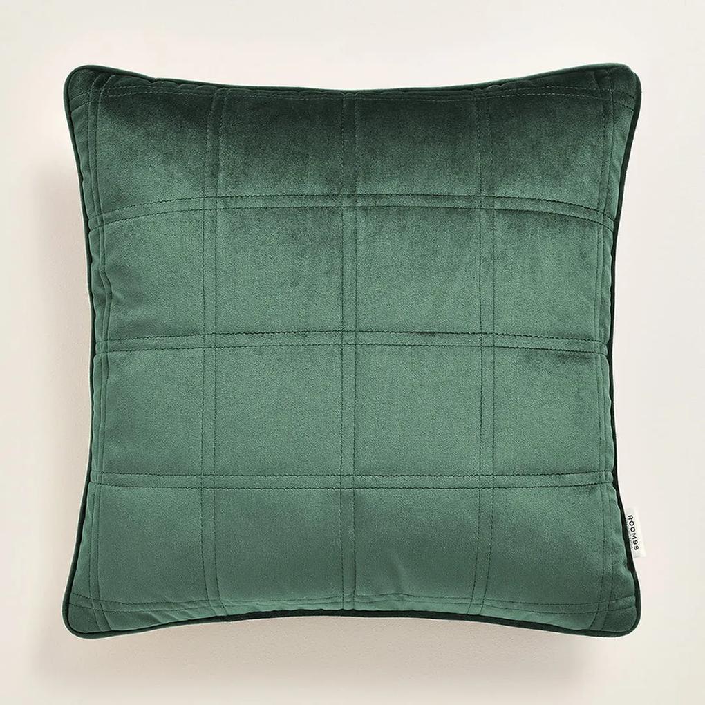 Room99 Dekoračná obliečka na vankúš Colette Velvet Prešívaná Kocky Farba: Zelená, Veľkosť: 30 x 50 cm