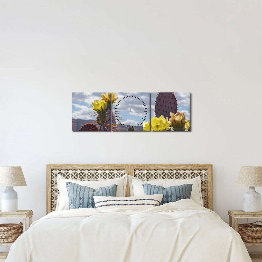 Obraz opuncie (s hodinami) (90x30 cm)