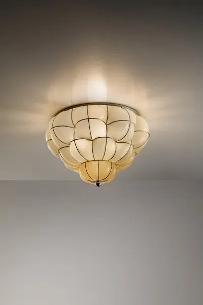 SIRU - Stropné svietidlo POUFF 3xE27/60W/230V chróm/béžová benátske sklo