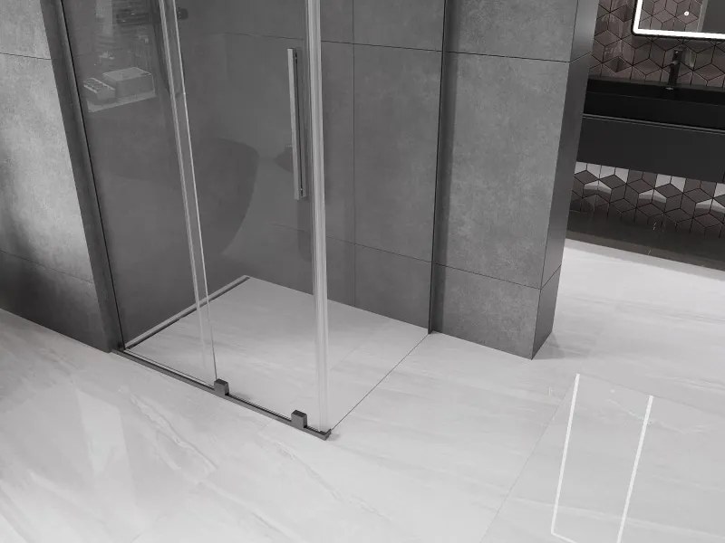 Mexen Velar L, sprchový kút s posuvnými dverami 100 x 85 cm, 8mm číre sklo, grafit brúsený, 871-100-085-03-65