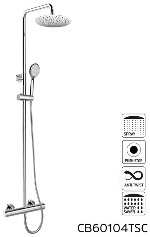 Mereo Mereo, Termostatická sprchová batéria s hlavovou guľatou sprchou, MER-CB60104TSC