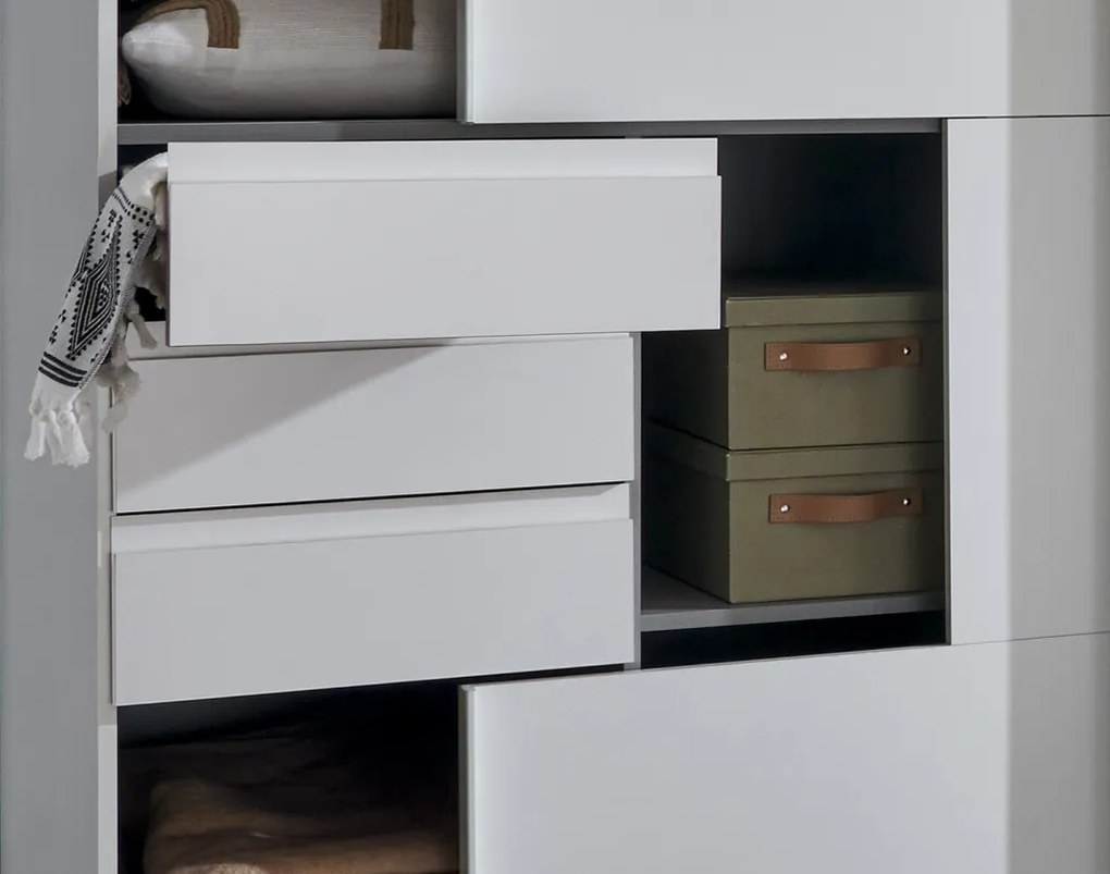 Šatníková skriňa Coburg, 180 cm, biela/dub artisan