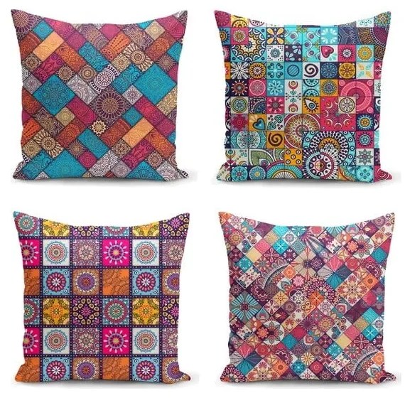 Obliečky na vankúše v súprave 4 ks 45x45 cm Mandala Tiles – Minimalist Cushion Covers