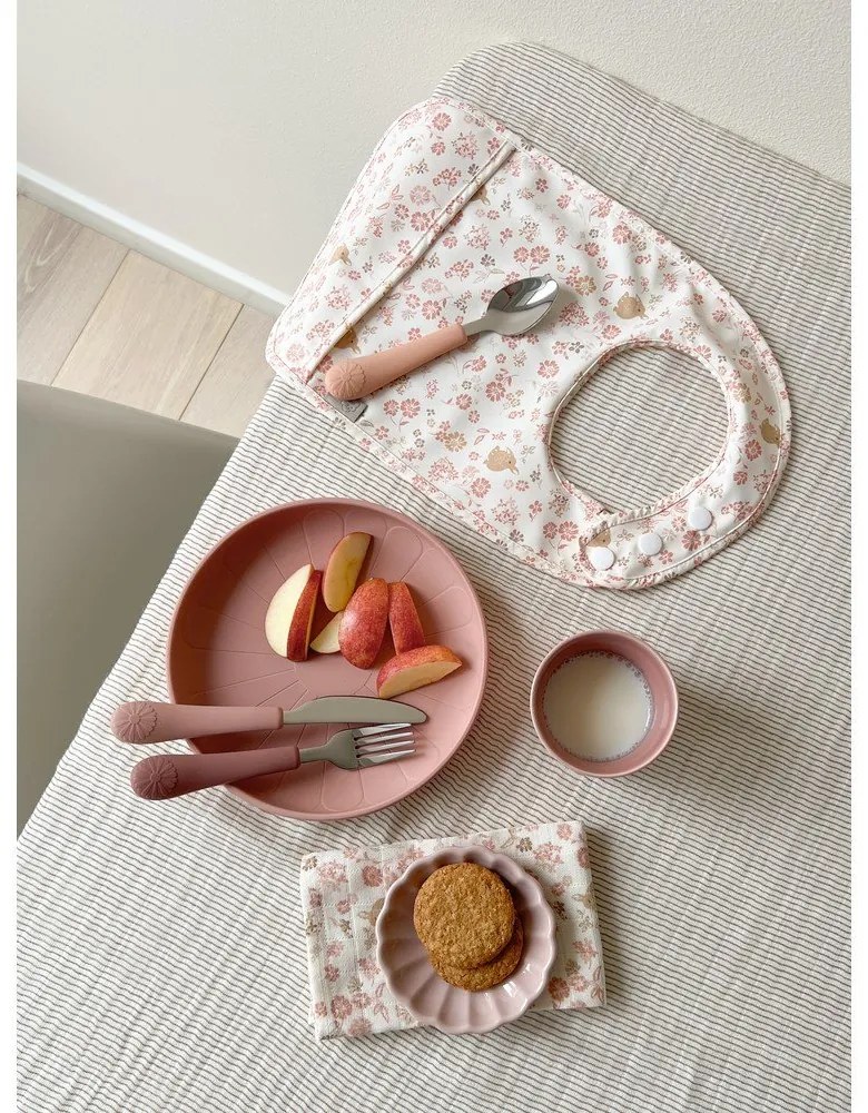 Červený/v lososovej farbe detský príbor 3 ks zo silikónu Rose Mix – Cam Cam Copenhagen