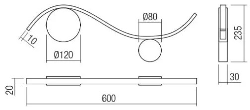 Redo 01-3110 - LED Nástenné svietidlo WAVE LED/9W/230V čierna