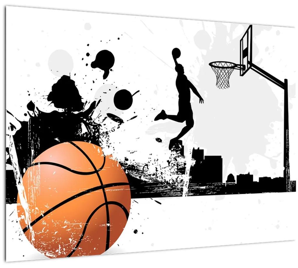 Sklenený obraz - Hráč basketbalu (70x50 cm)