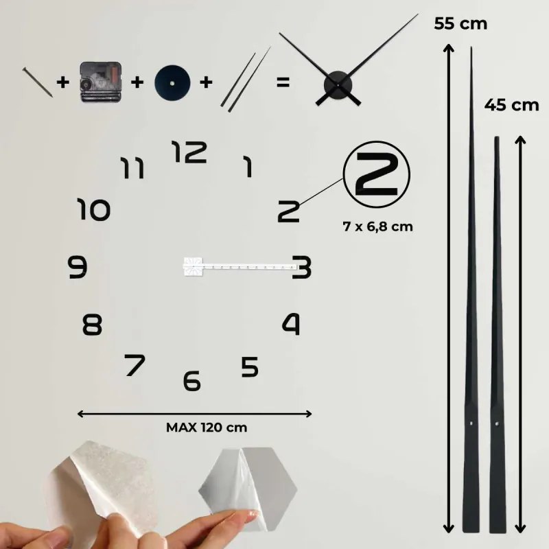 Nalepovacie 3D hodiny na stenu I SENTOP 12S002