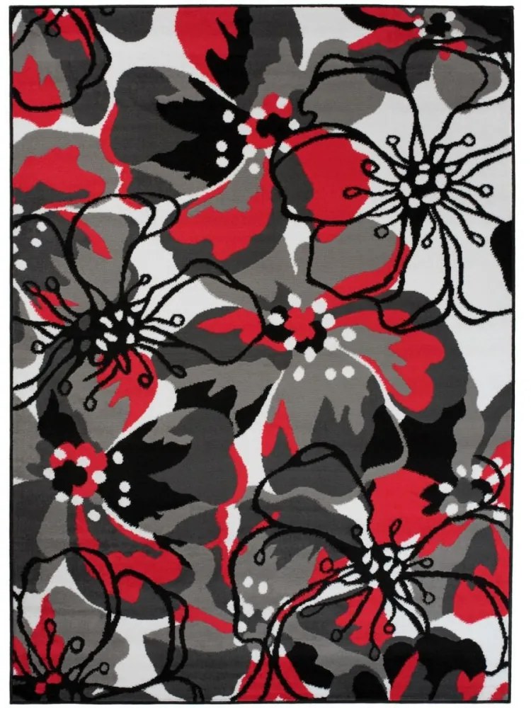 Kusový koberec PP Veľké kvety červený 220x300cm