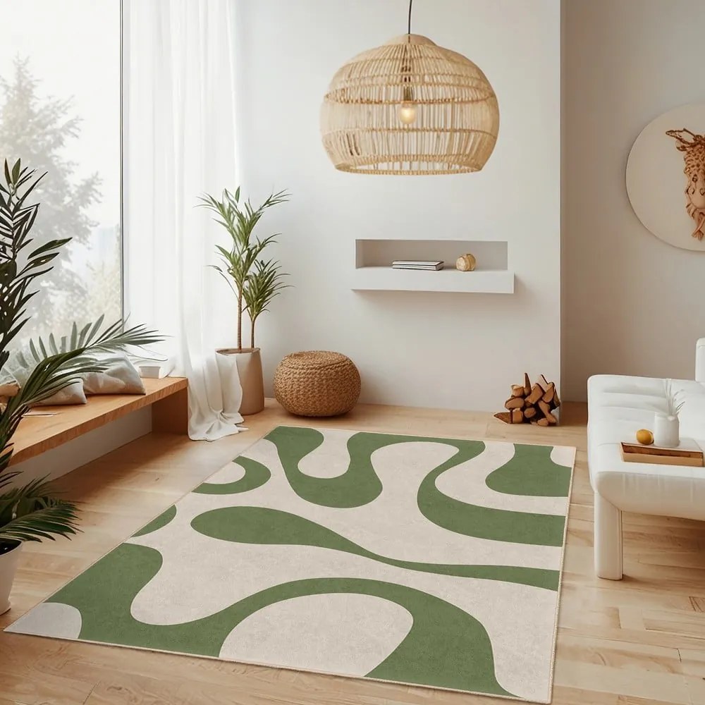 Zelený prateľný koberec 60x100 cm Matcha Latte – Mila Home