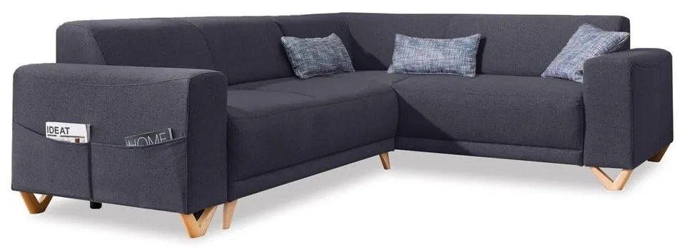 Antracitová rozkladacia/s úložným priestorom rohová pohovka (pravý roh/do L) Classy Sophie – Miuform