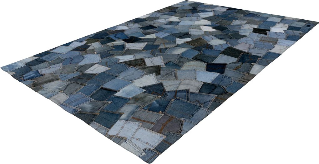Ručne všívaný kusový koberec My Denim Pocket 465 Blue, 80x150, modrá, chodba / predsieň, Obsession