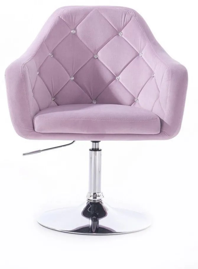 LuxuryForm DESIGN Kreslo ROMA VELUR na striebornom tanieri - levanduľa