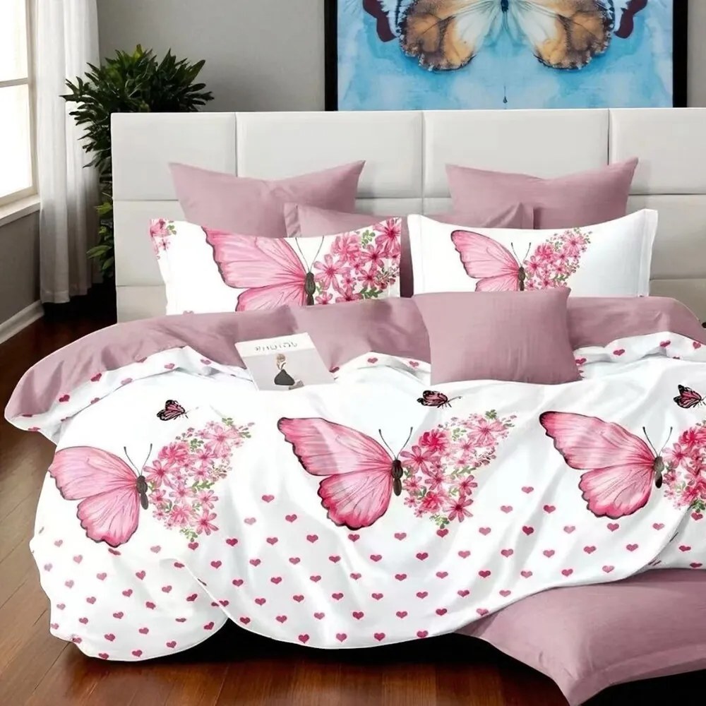 Obliečky GALENA PINK BUTTERFLIES 7-dielna sada 140x200 cm